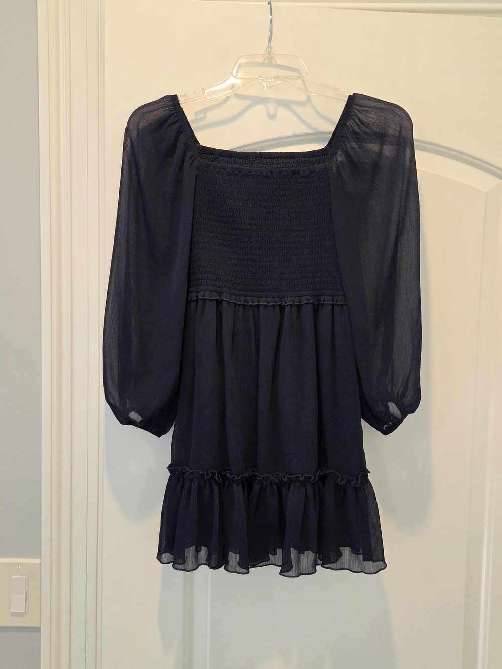 Katie J NYC Navy Smocked Square-Neck Tunic Dress
